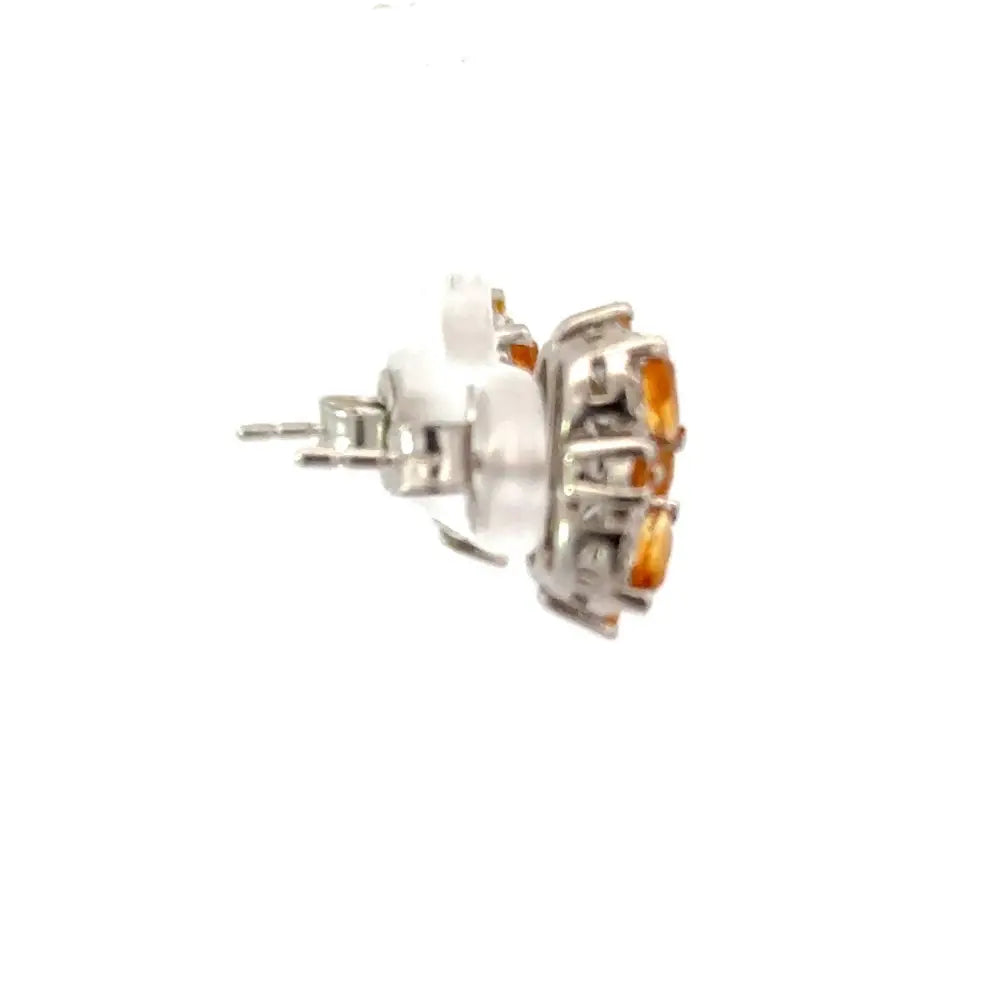 Superior Quality Natural Citrine & American Diamond Wedding Stud Earrings Exclusive Jewelry