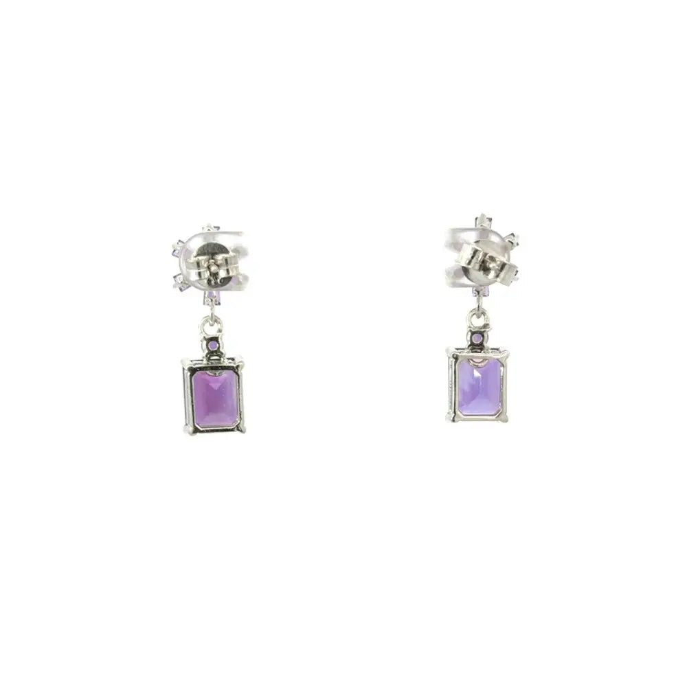 Febuary Birthstone 100% Authentic Amethyst Dangle Earrings For Women Valentine's Day Gift
