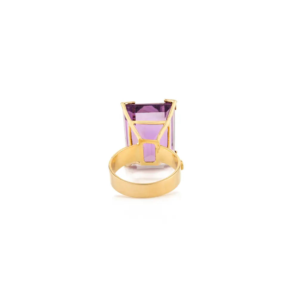 February Birthstone Genuine Amethyst & Diamond Cocktail Ring Handmade Custom Jewelry