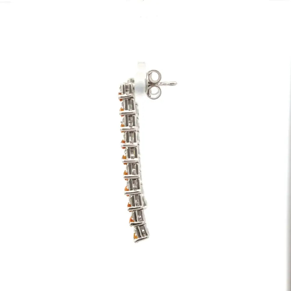 Custom Jewelry Design Classic Citrine & American Diamond Straight Dangle Earrings 925 Silver