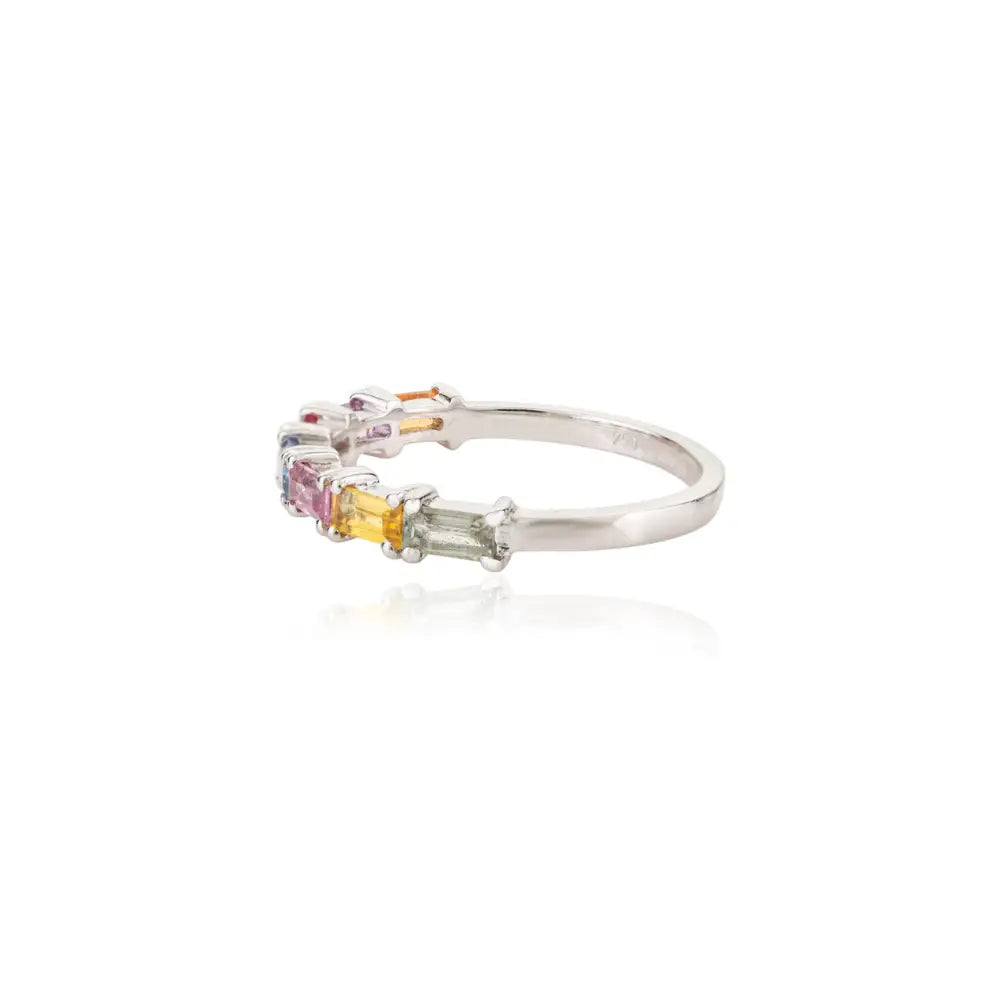 Best Quality Product 18K White Gold Multi Stone Half Band Ring