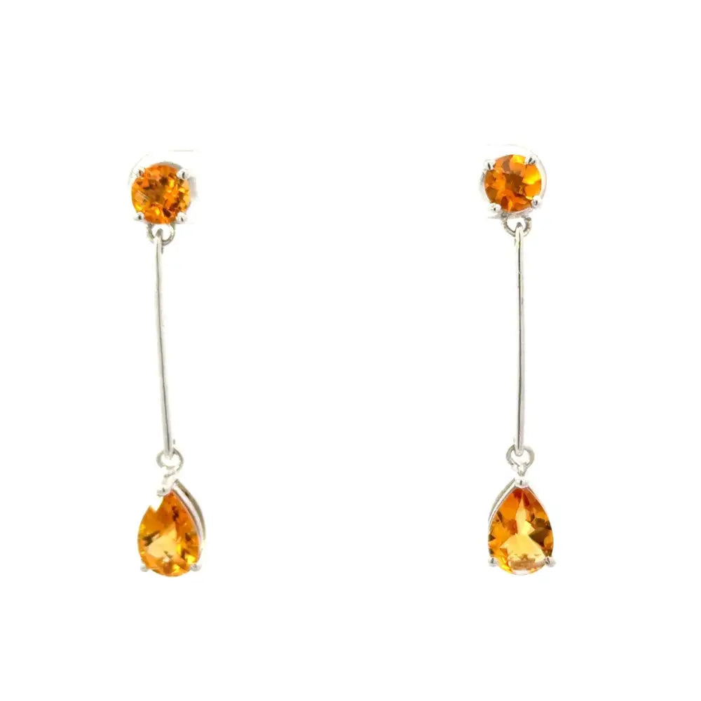 Designer Fine Jewelry Natural Citrine Dangle & Drop Earrings For Women Pure 925 Sterling Silver