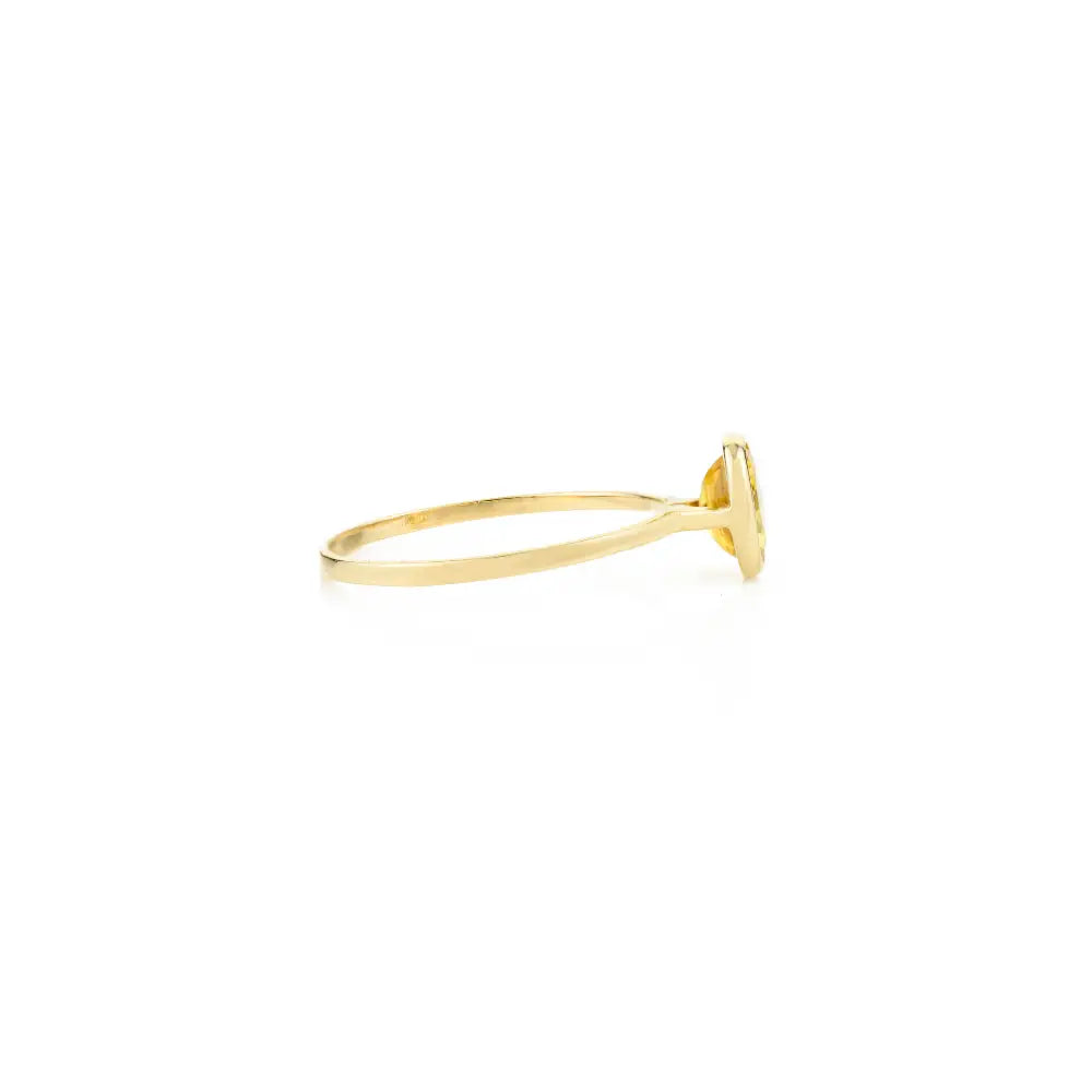 Customized Bezel Set Yellow Sapphire Stackable Single Stone Ring Pure K14 Yellow Gold Jewelry
