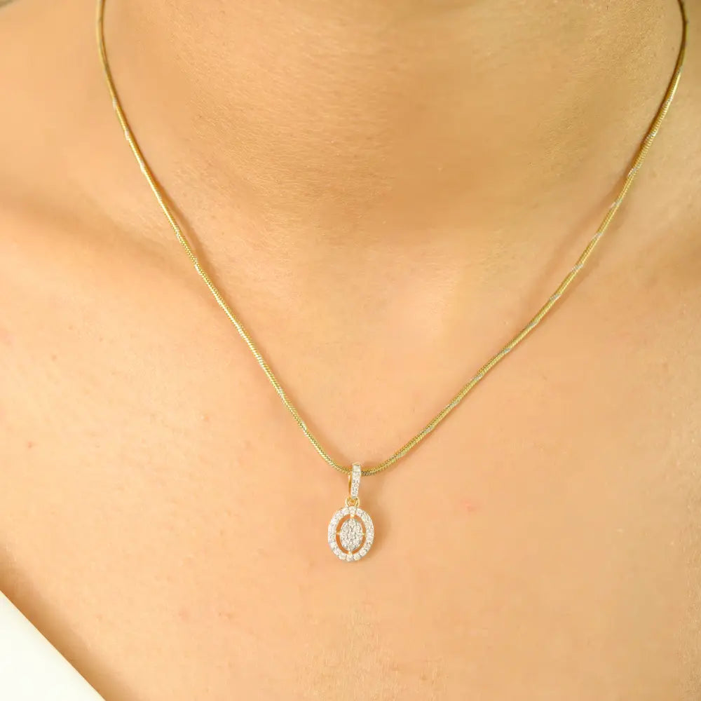 Dainty Handmade Natural Diamond Minimal Halo Pendant Everyday Jewelry 18K Yellow Gold