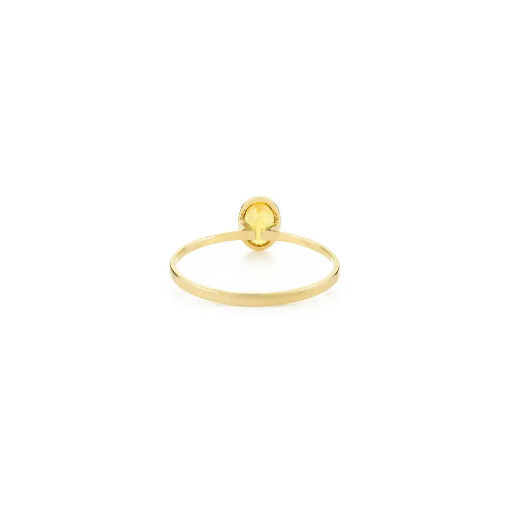 Customized Bezel Set Yellow Sapphire Stackable Single Stone Ring Pure K14 Yellow Gold Jewelry