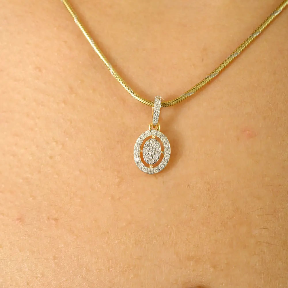Dainty Handmade Natural Diamond Minimal Halo Pendant Everyday Jewelry 18K Yellow Gold
