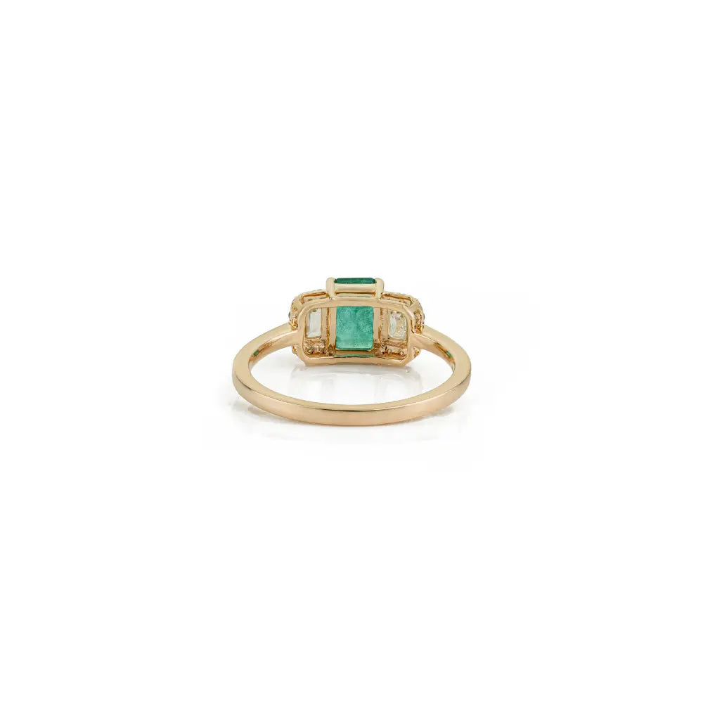 Wholesale Fine Emerald & Diamond K14 Yellow Gold Gemstone Ring Latest Design Jewelry