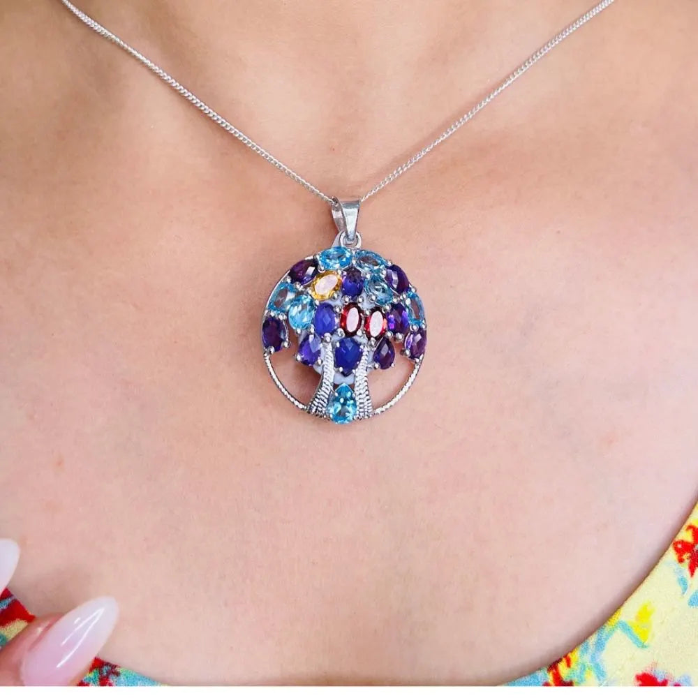 Latest Design Birthstone Jewelry Natural Multi Gemstone Statement Pendant For Women