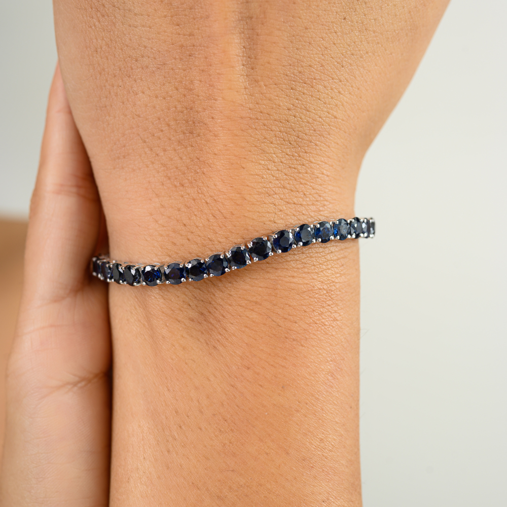100% Authentic Round Cut Blue Sapphire Statement Bracelet Bulk Order September Birthstone