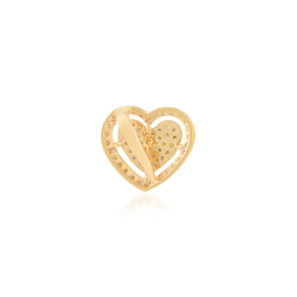 Sparkle Jewelry 100% Natural Full Diamond Heart Shape Pendant 18K Yellow Gold Gift For Her
