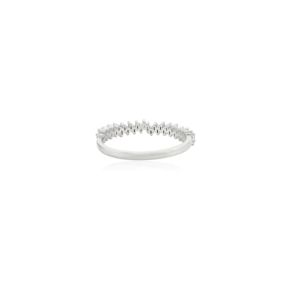 Baguette Cut Natural Diamond Zig Zag Stackable Ring Unisex 18K Gold Engagement Jewelry