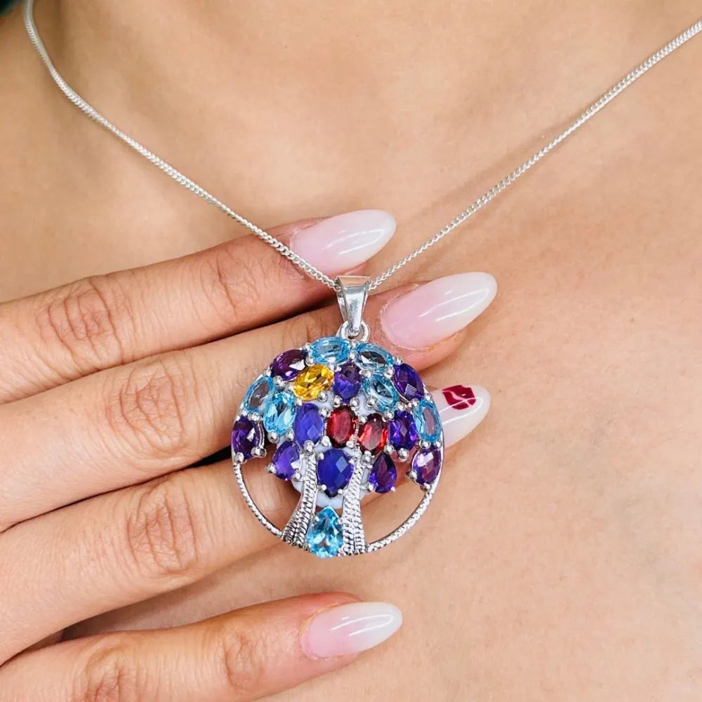 Latest Design Birthstone Jewelry Natural Multi Gemstone Statement Pendant For Women