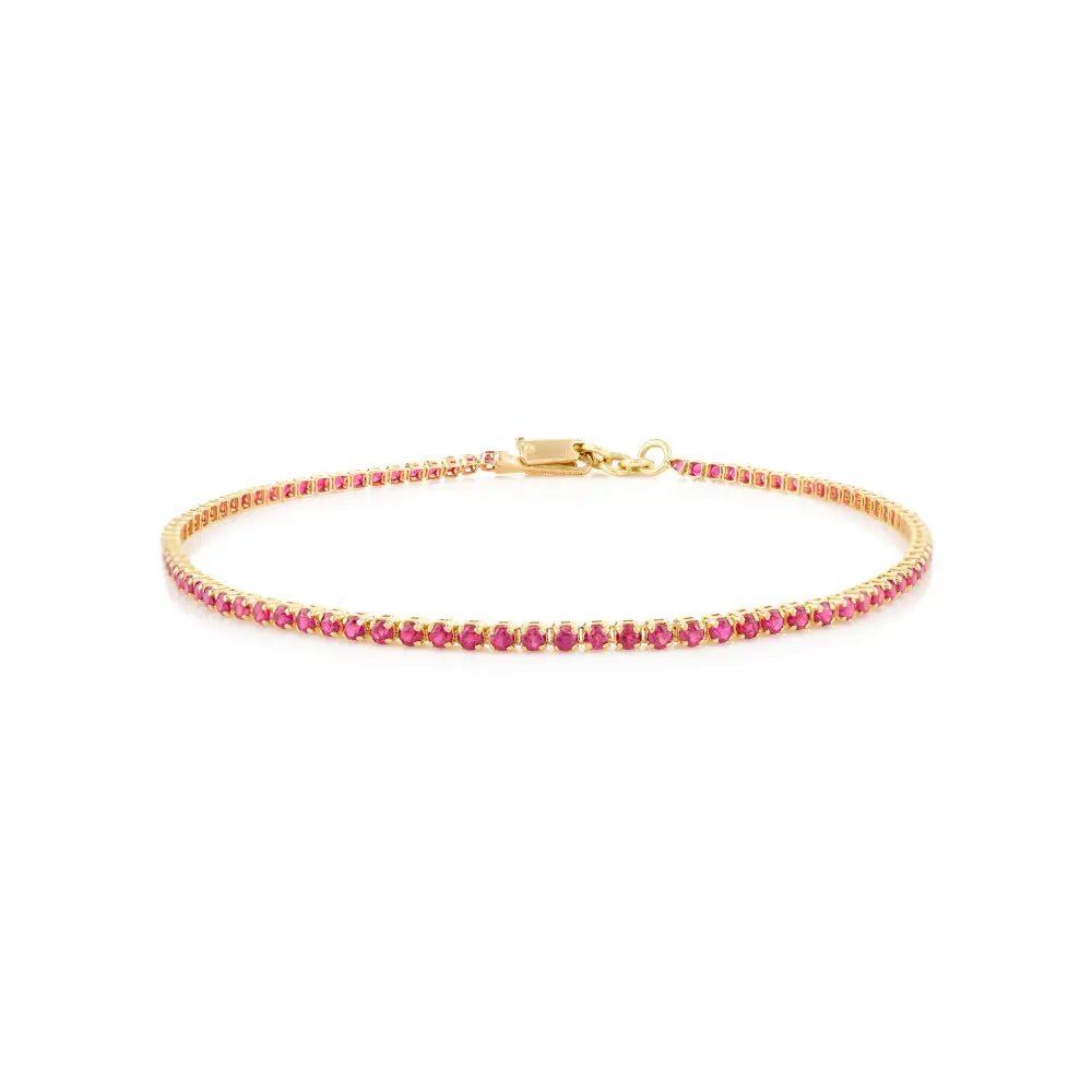 Everyday Jewelry Round Cut Ruby Sleek Chain Bracelet Anniversary Gift Stacked Jewelry