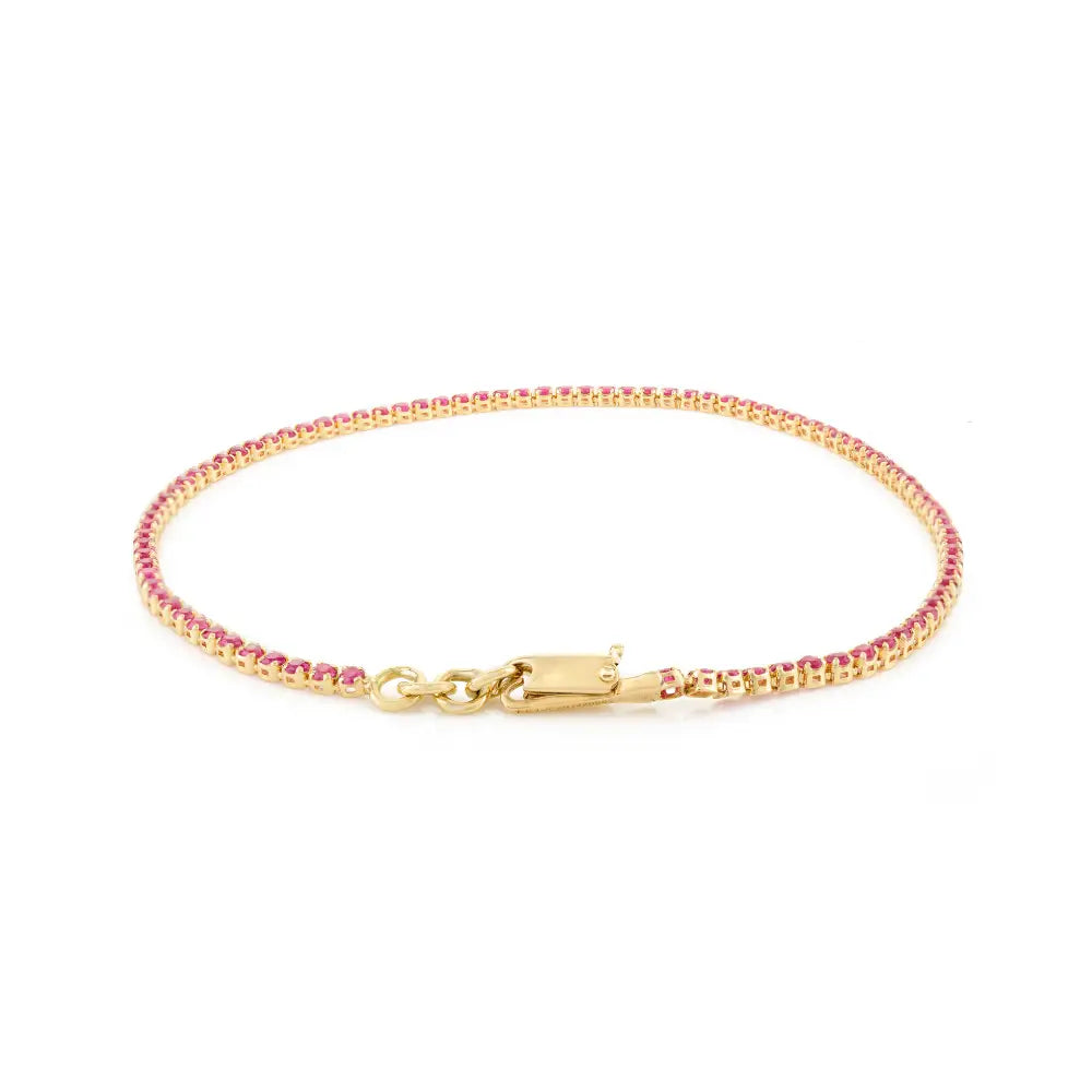 Everyday Jewelry Round Cut Ruby Sleek Chain Bracelet Anniversary Gift Stacked Jewelry