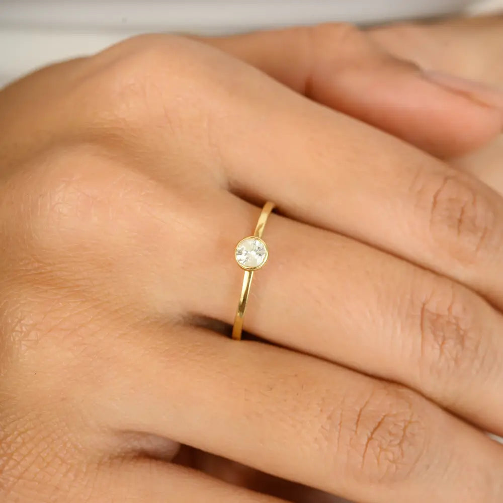 14K Solid Yellow Gold Round Brilliant Cut Natural Diamond Solitaire Ring Proposal Jewelry