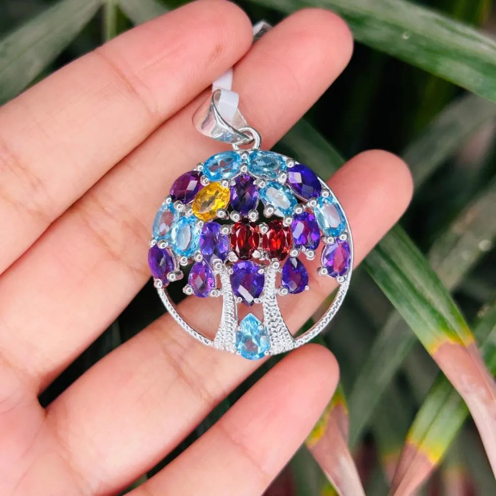 Latest Design Birthstone Jewelry Natural Multi Gemstone Statement Pendant For Women