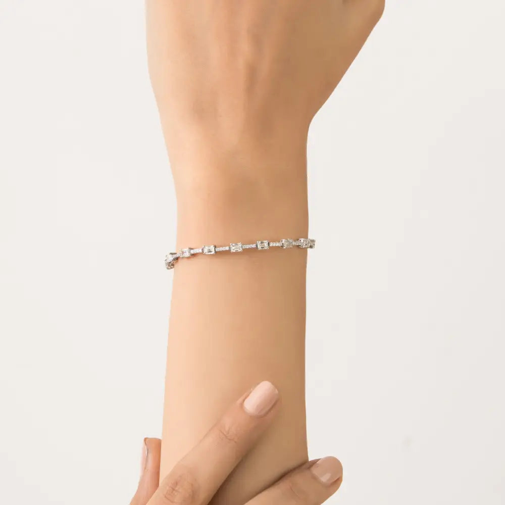 Customized Design Natural Diamond 14K Pure White Gold Handmade Tennis Bracelet Unisex