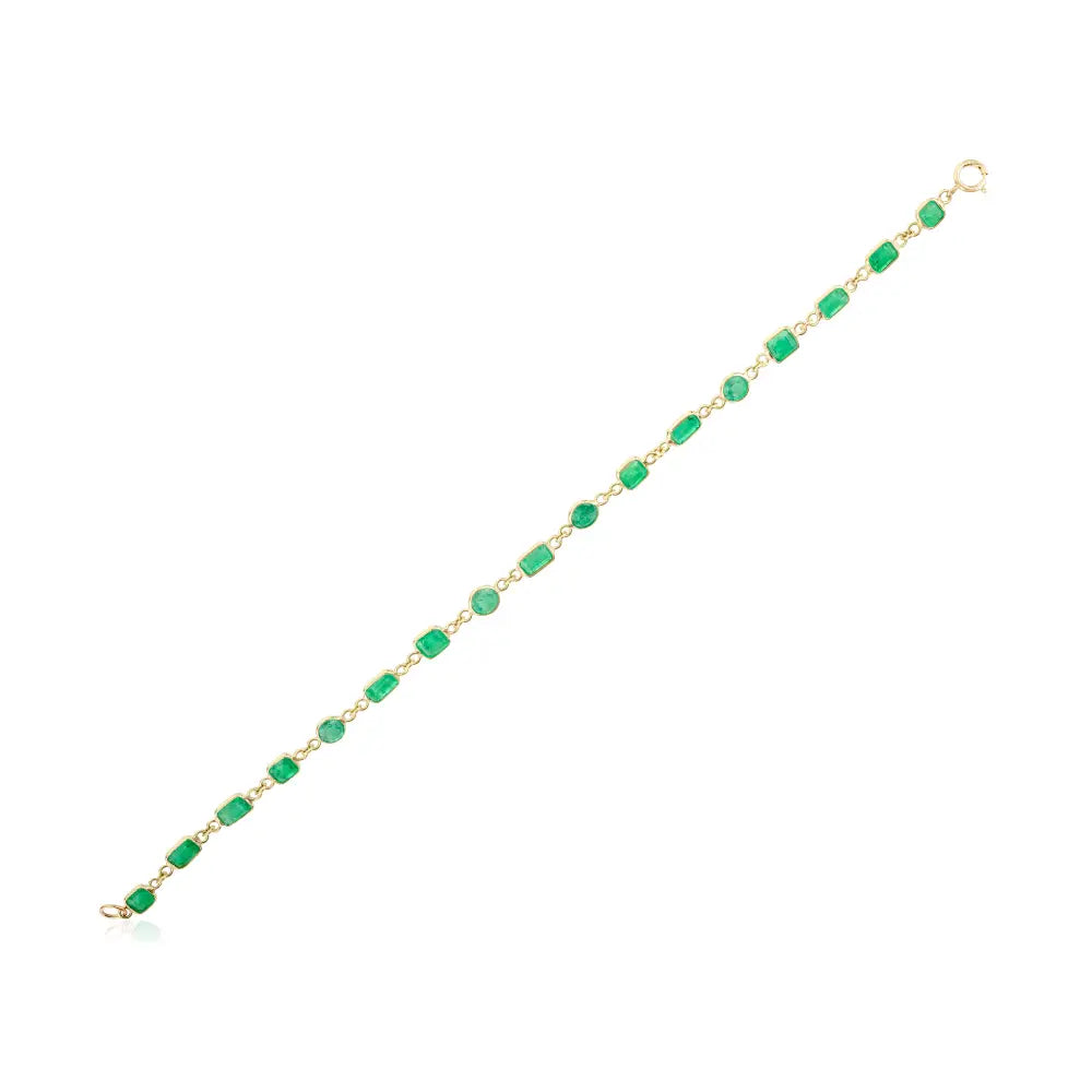Trendy Mix Cut Zambian Emerald Dainty Chain Bracelet Best Selling Products Simple Jewelry