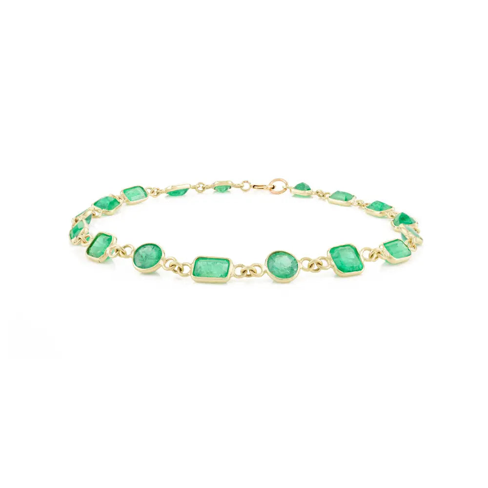 Trendy Mix Cut Zambian Emerald Dainty Chain Bracelet Best Selling Products Simple Jewelry
