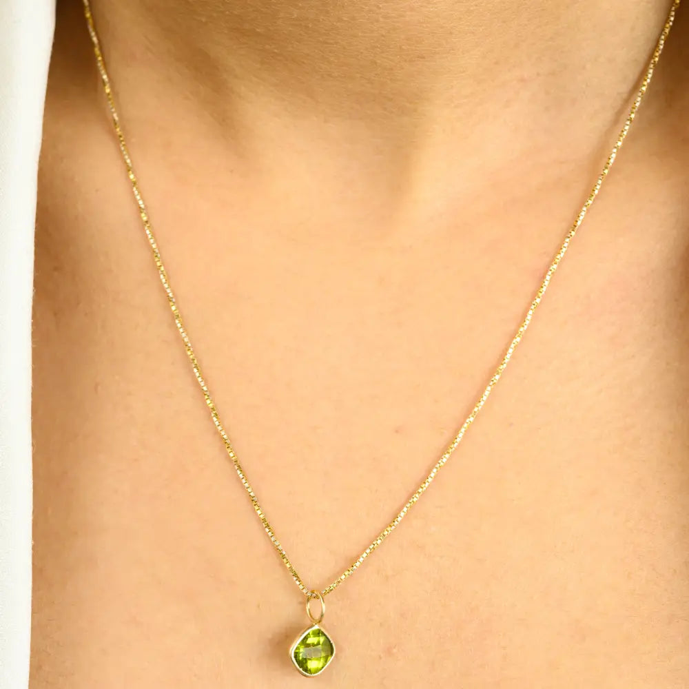 August Birthstone Real 14K Yellow Gold Peridot Minimal Pendant Everyday Jewelry Manufacturer