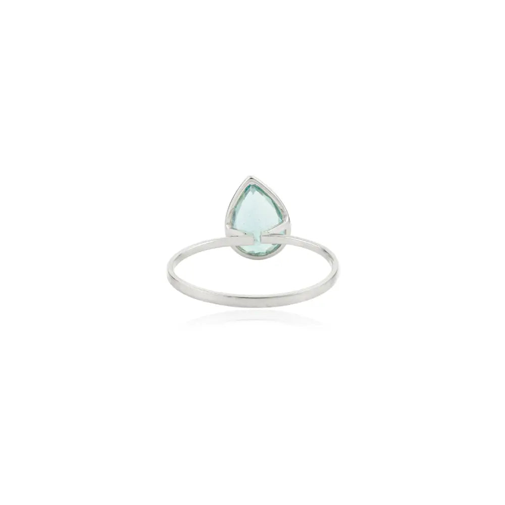 11X8 MM Pear Cut Aquamarine Gemstone Single Stone Ring Hamade 14K Gold Jewelry Manufacture