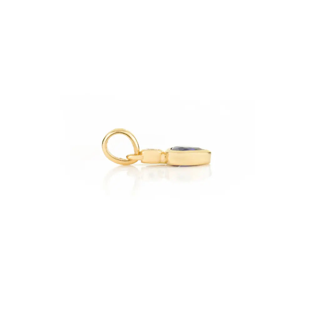 Birthday Gift For Her Blue Sapphire & Diamond Minimal Heart Shape Pendant 18K Yellow Gold
