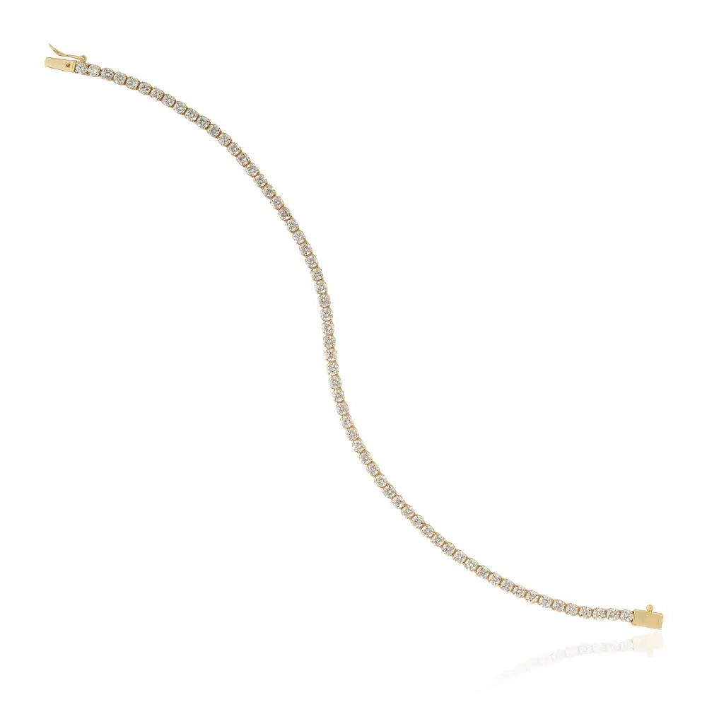 Trending Design Round Cut Natural Diamond Sleek Stackable Bracelet K14 Solid Yellow Gold