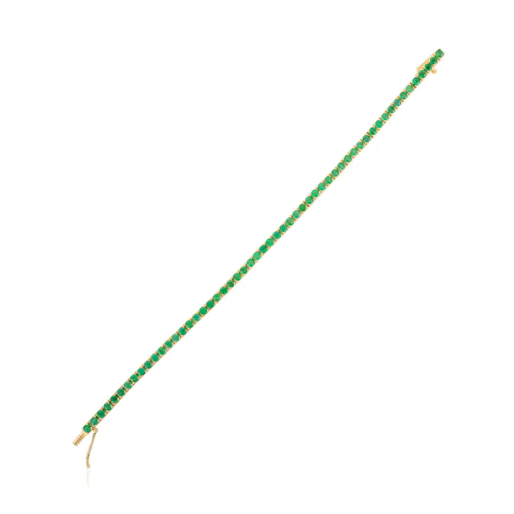 Shop Now Round Cut Emerald Tennis Bracelet Women Stacked Jewelry 18K Yellow Gold