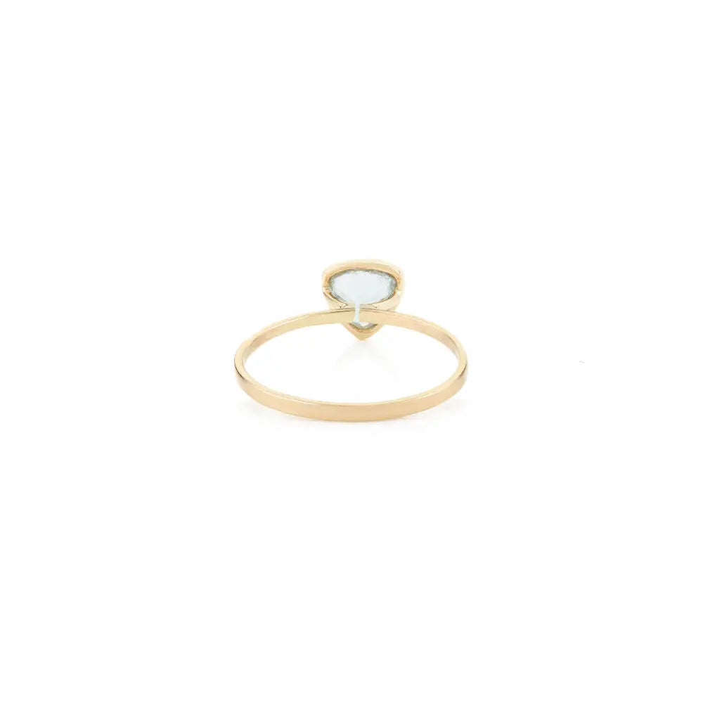 Good Quality Trillion Cut Aquamarine Solid 14K Yellow Gold Single Stone Ring Fine Jewelry