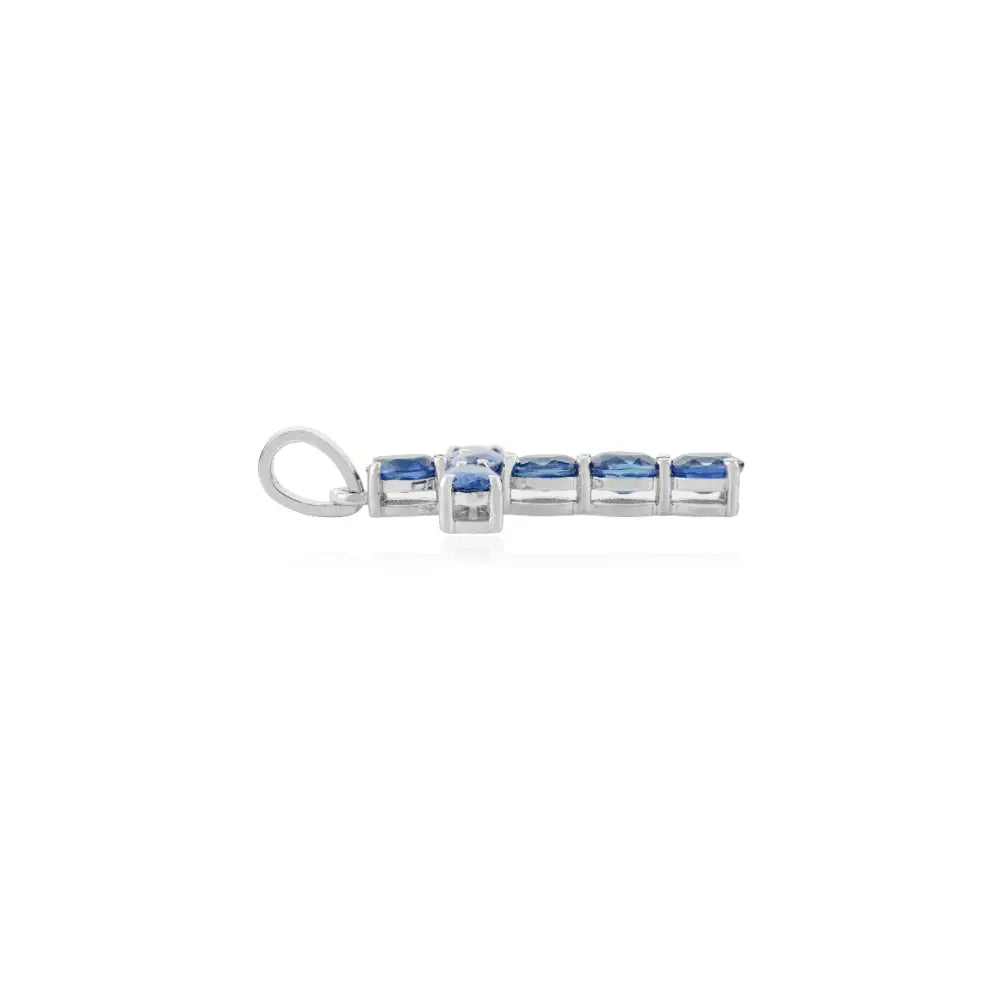 September Birthstone Blue Sapphire Trending Cross Minimal Pendant 14K Gold Faith Jewelry