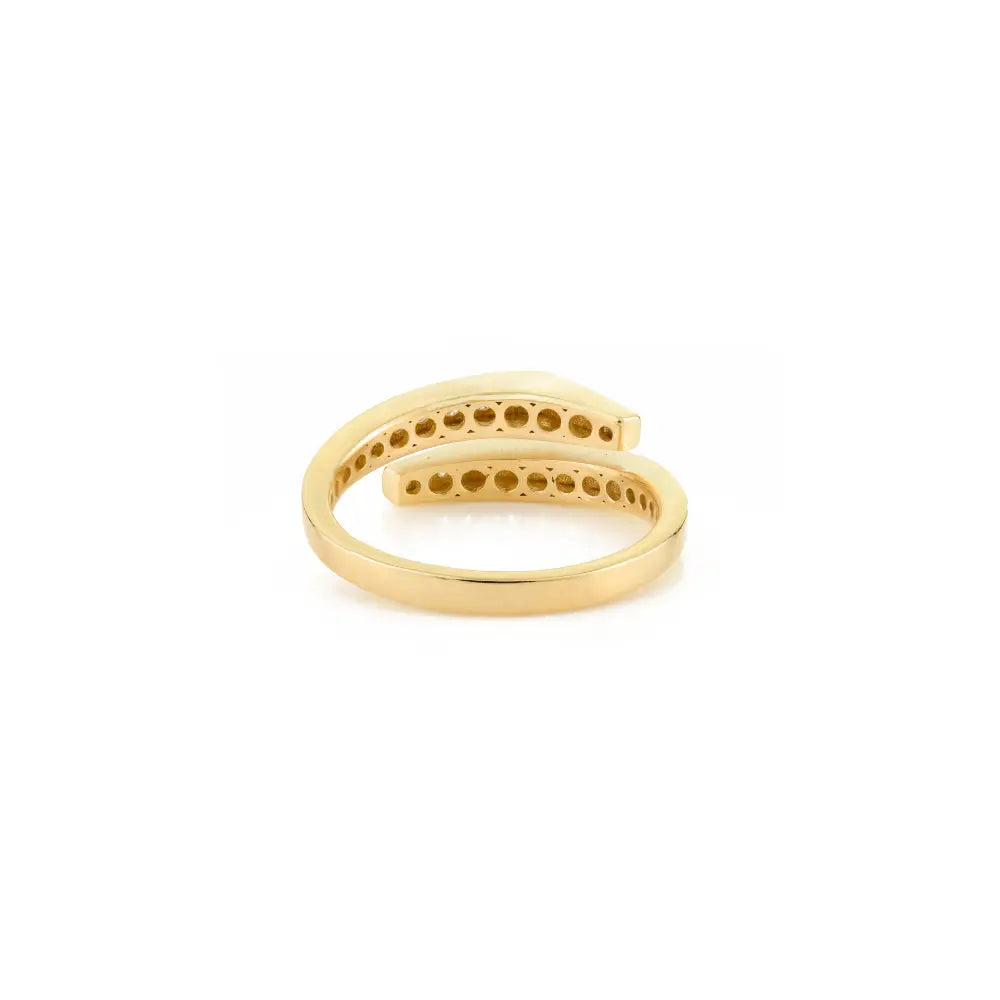 Solid 14K Yellow Gold Round Cut Diamond Open Wrap Ring Handmade Statement Jewelry
