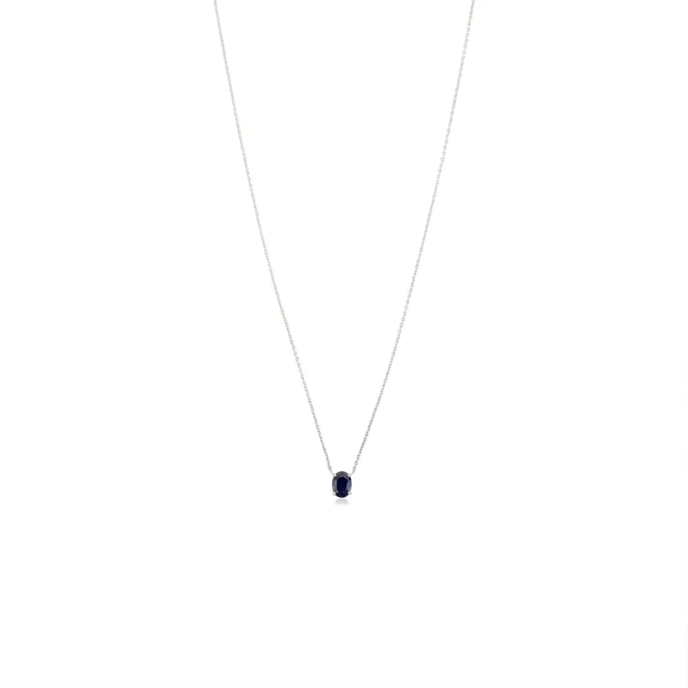 Genuine Oval Cut Blue Sapphire Single Stone Pendant Necklace Simple Everyday Jewelry