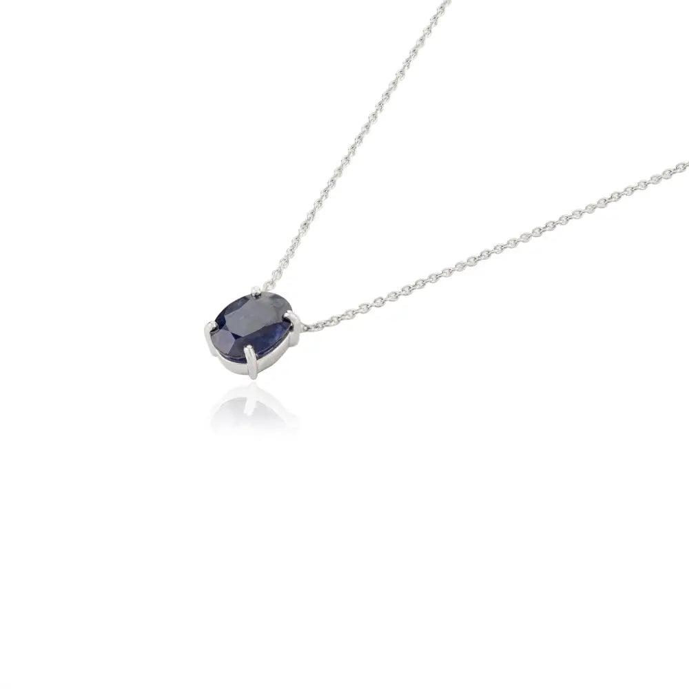 Genuine Oval Cut Blue Sapphire Single Stone Pendant Necklace Simple Everyday Jewelry