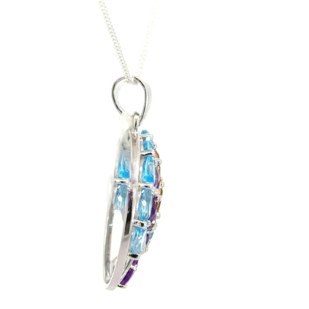 Trending Jewelry 100% Authentic Multi Gemstone Statement Tree of Life Pendant