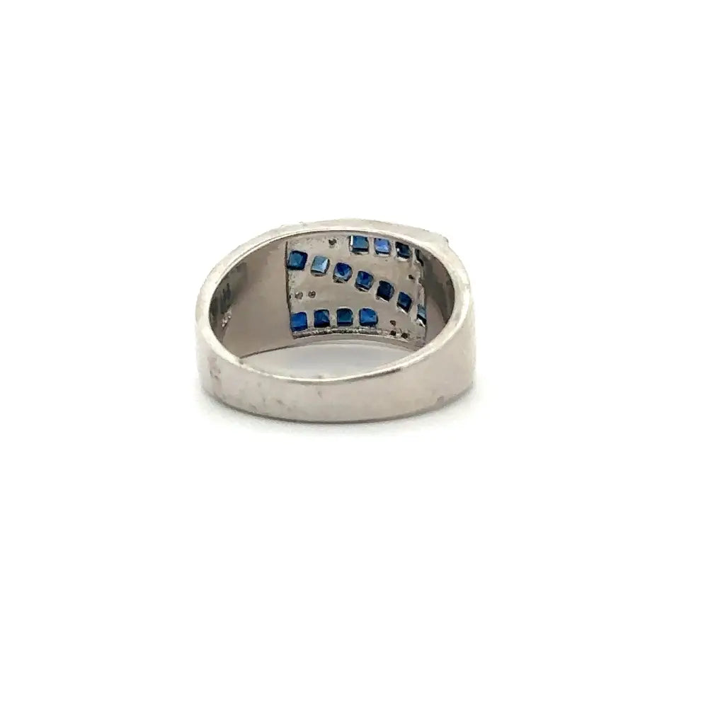 Delicate High Grade Sapphire & American Diamond Statement Ring For Men September Birthstone