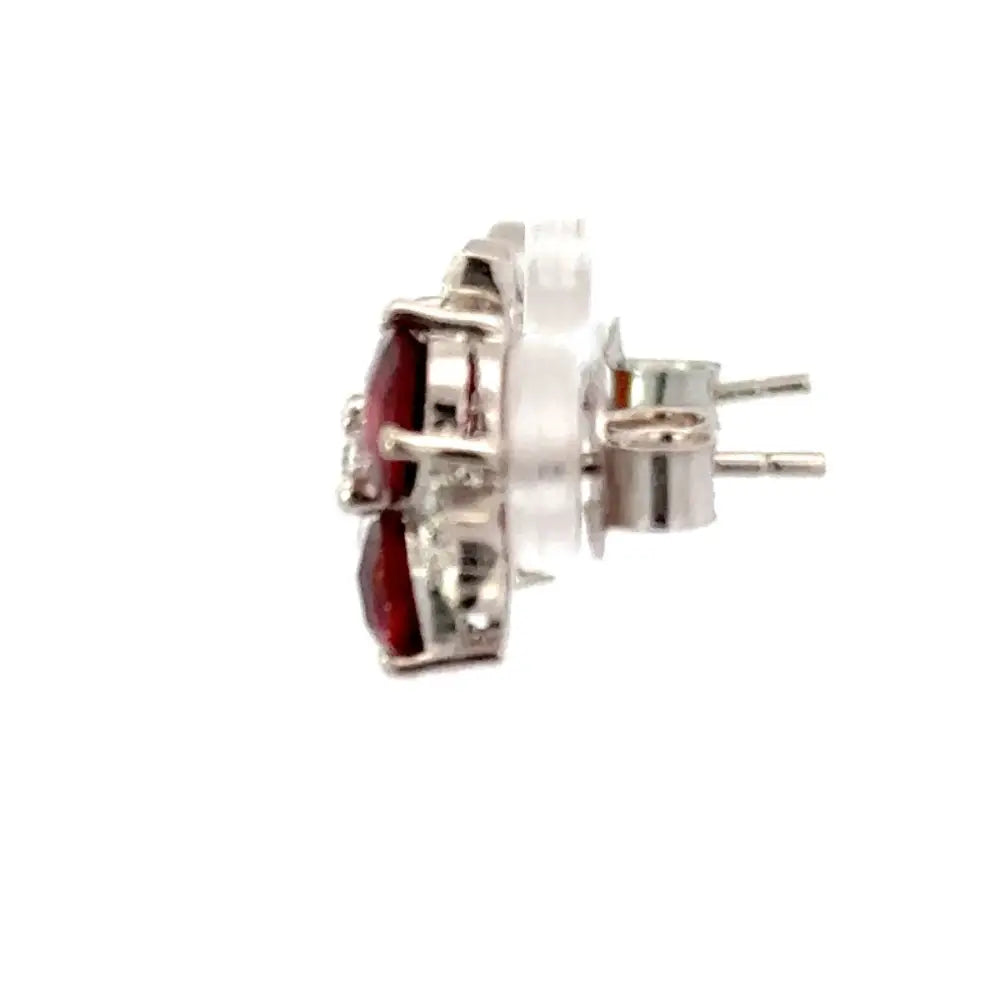 January Birthstone Garnet & American Diamond Stud Earrings Women Jewelry Best Selling Products