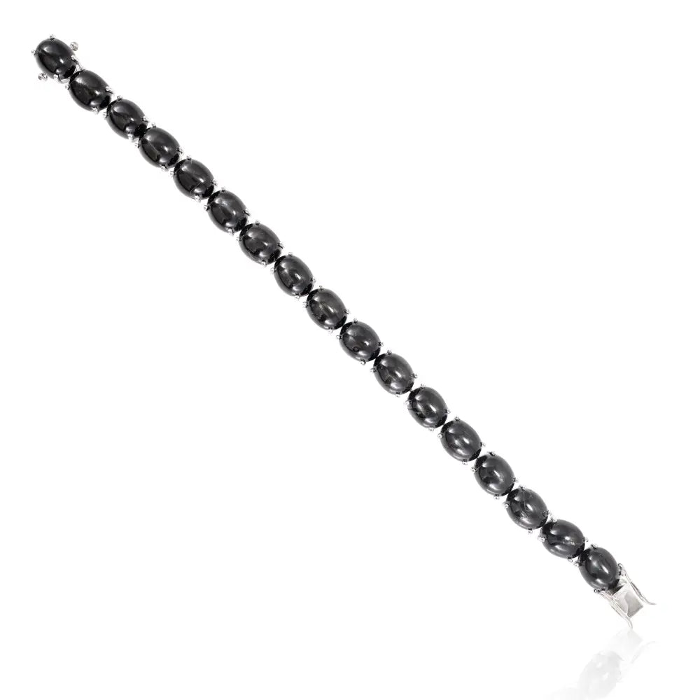 Explore 100% Natural Oval Cut Black Star Tennis Bracelet For Unisex New Trendy Products