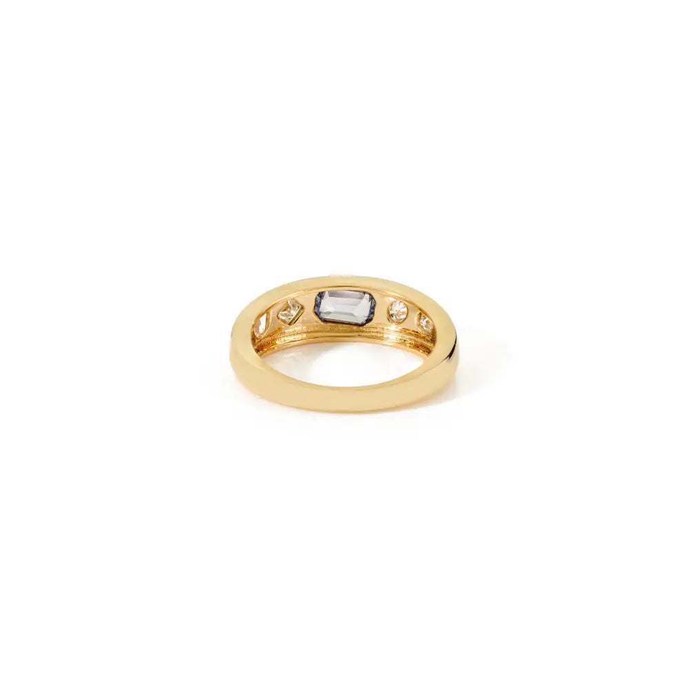 Genuine Blue Sapphire & Diamond New Trendy Chunky Gypsy Ring 18K Gold Unisex Jewelry