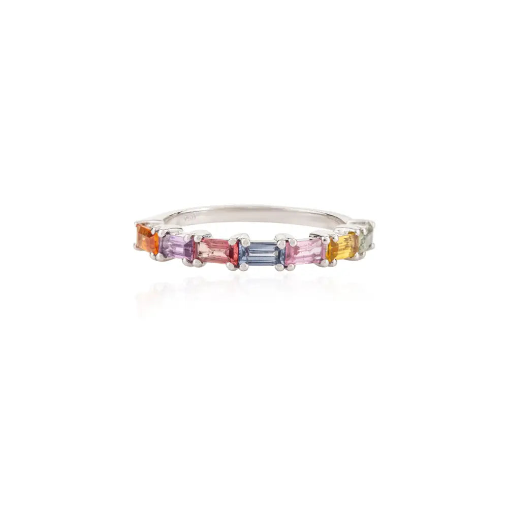 Best Quality Product 18K White Gold Multi Stone Half Band Ring