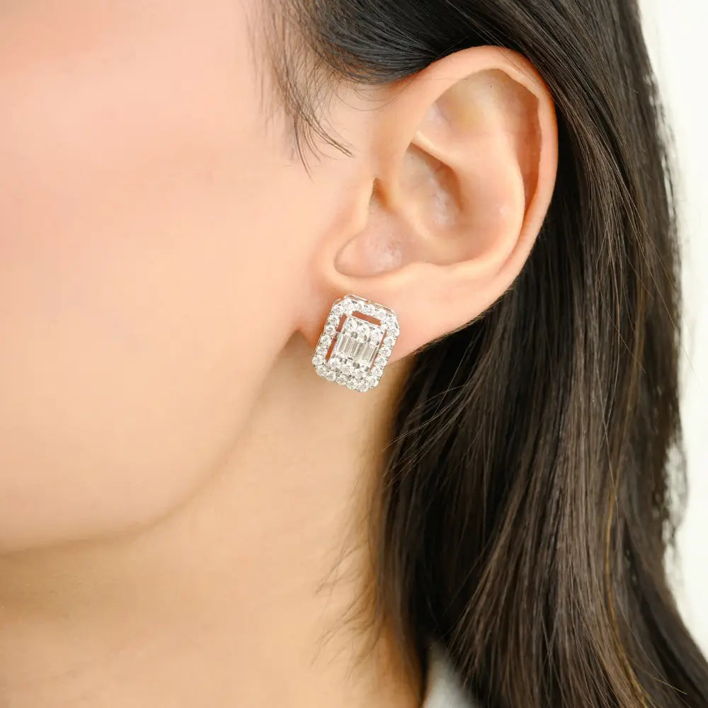 Luxurious Natural Diamond Statement Stud Earrings For Wedding Wholesale Price Jewelry