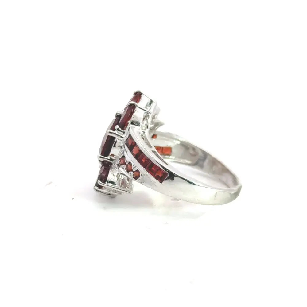 Most Beautiful 100% Natural Garnet Wedding Ring Set In 925 Solid Silver Designer Jewelry