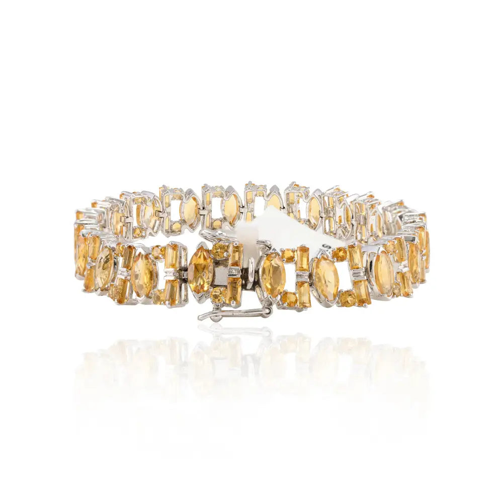 New Trendy Product Classic Citrine Statement Bracelet For Women Set In Prong Setting