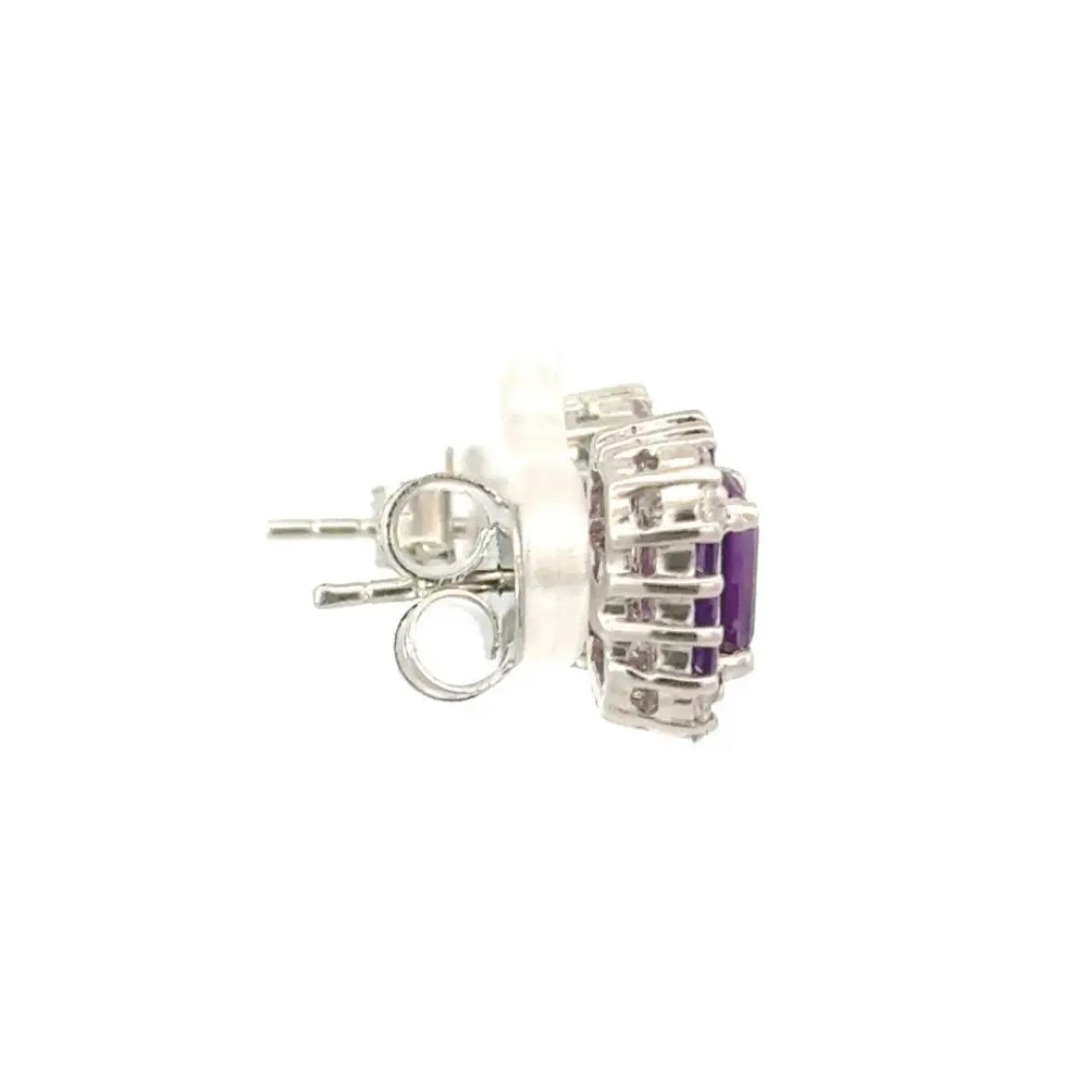 Stunning Elegant & Classic Amethyst & American Diamond Simple Stud Earrings Valentine's Day Gift