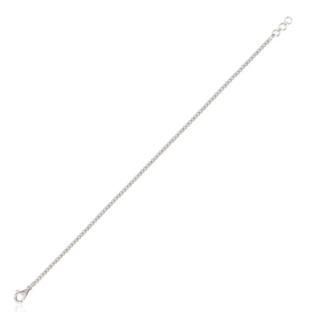 Fine Handmade 100% Natural Round Cut Diamond Sleek Tennis Bracelet 18K White Gold