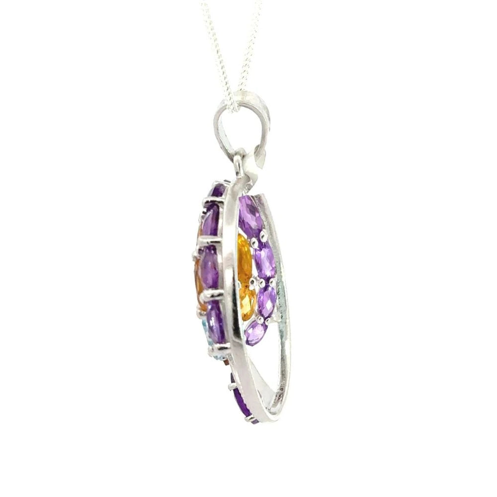 Genuine Multi Gemstone Statement Tree Of Life Pendant Birthday Gift For Her