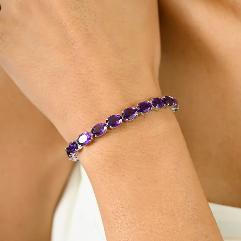 Exporter Bulk Order 100% Authentic Amethyst Statement Bracelet Pure 925 Sterling Silver Jewelry Wholesale