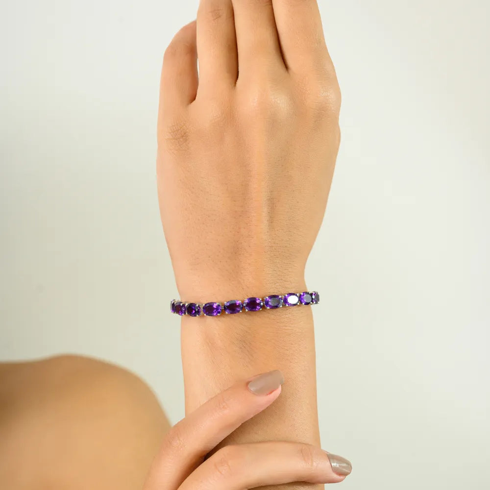 Exporter Bulk Order 100% Authentic Amethyst Statement Bracelet Pure 925 Sterling Silver Jewelry Wholesale