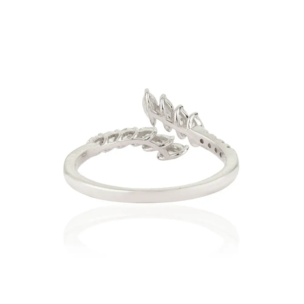 Solid K14 White Gold Natural Diamond Stackable Bypass Ring Sparkling Bulk Jewelry Supplier
