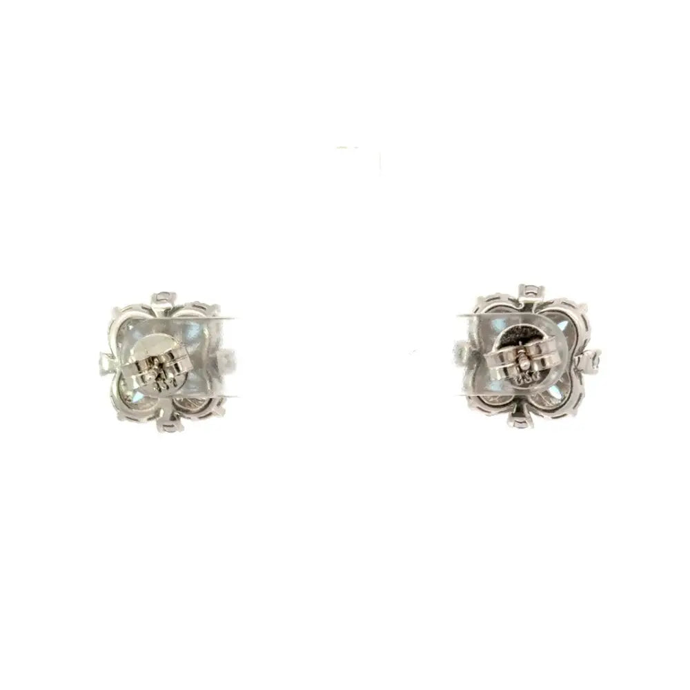 Personalized Jewelry Real Blue Topaz & American Diamond Stud Earrings Prong Setting Custom Logo
