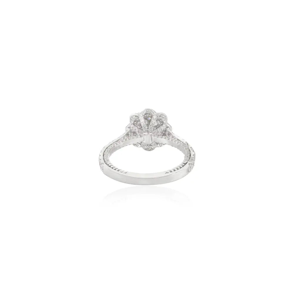 April Birthstone Natural Diamond Flower Shape Engagement Ring Solid White Gold